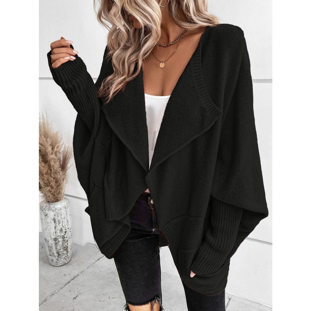 preppy Waterfall Collar Batwing Sleeve open front Cardigan sweater - Picture 7 of 8